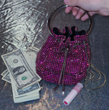 Small Rhinestones Money Bag W/ Handle