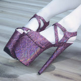 8in Multicolors Stripper Exotic Pole Dancer Shoes Platform Boots Heels