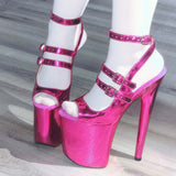 8in Multicolors Stripper Exotic Pole Dancer Shoes Platform Boots Heels