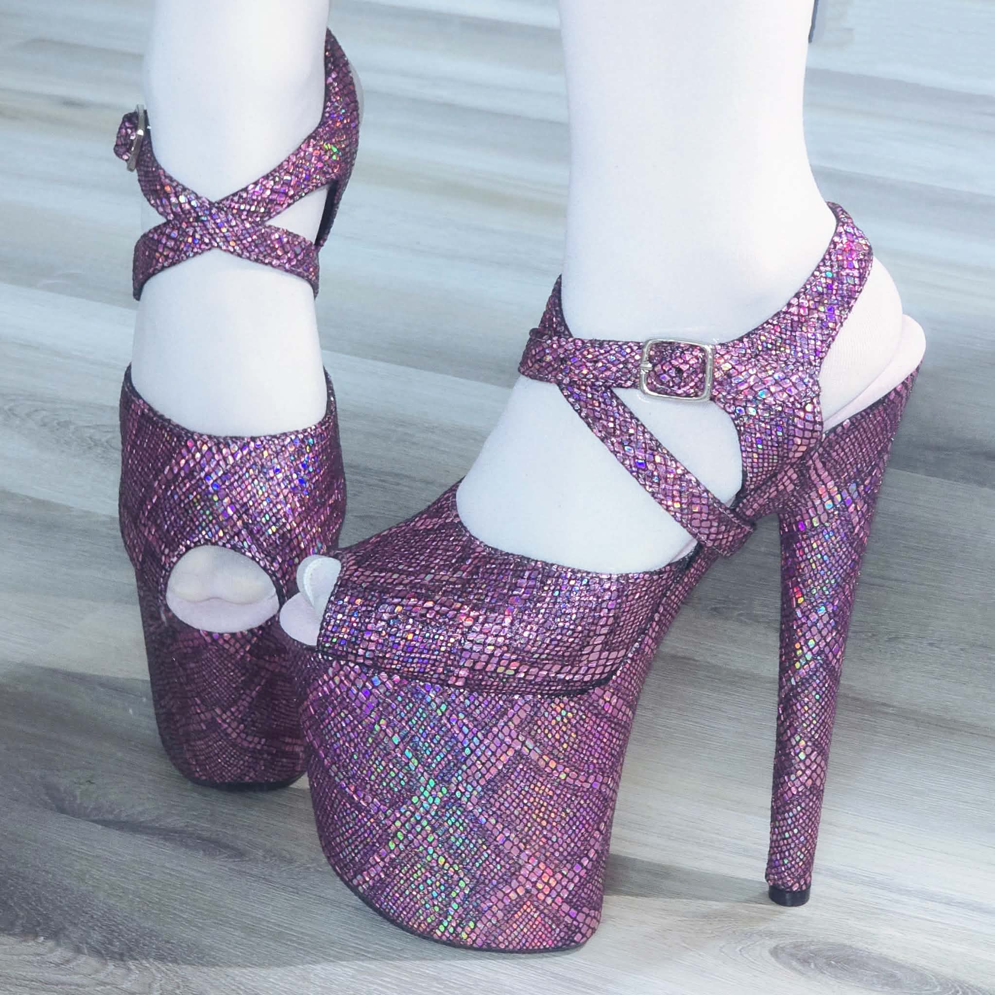 8in Multicolors Stripper Exotic Pole Dancer Shoes Platform Boots Heels