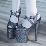 8in Multicolors Stripper Exotic Pole Dancer Shoes Platform Boots Heels