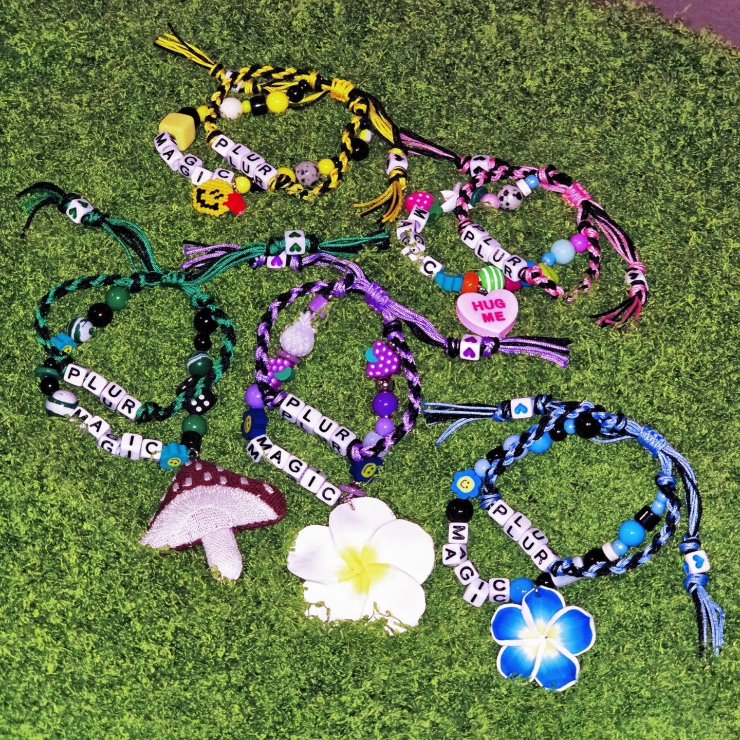Double Braided Kandi Bracelet with Charms