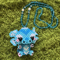 Kandi Keychain Necklace - Blue Dragon