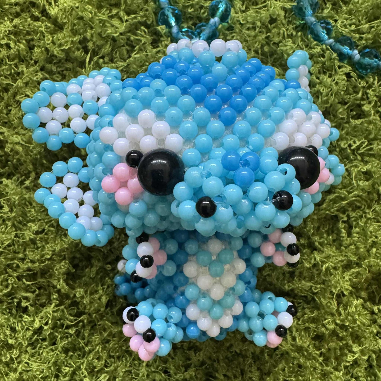 Kandi Keychain Necklace - Blue Dragon
