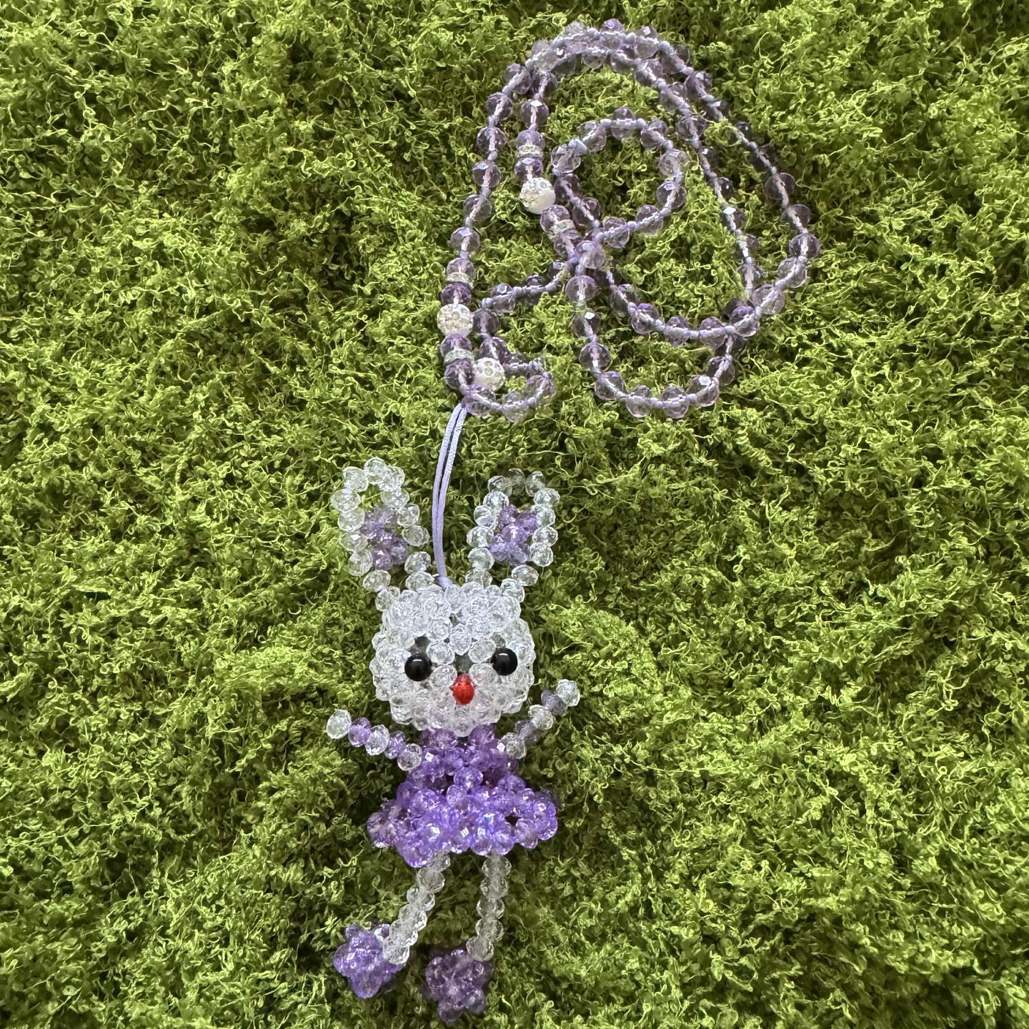Small Kandi Keychain Necklace - Cute Rabbit
