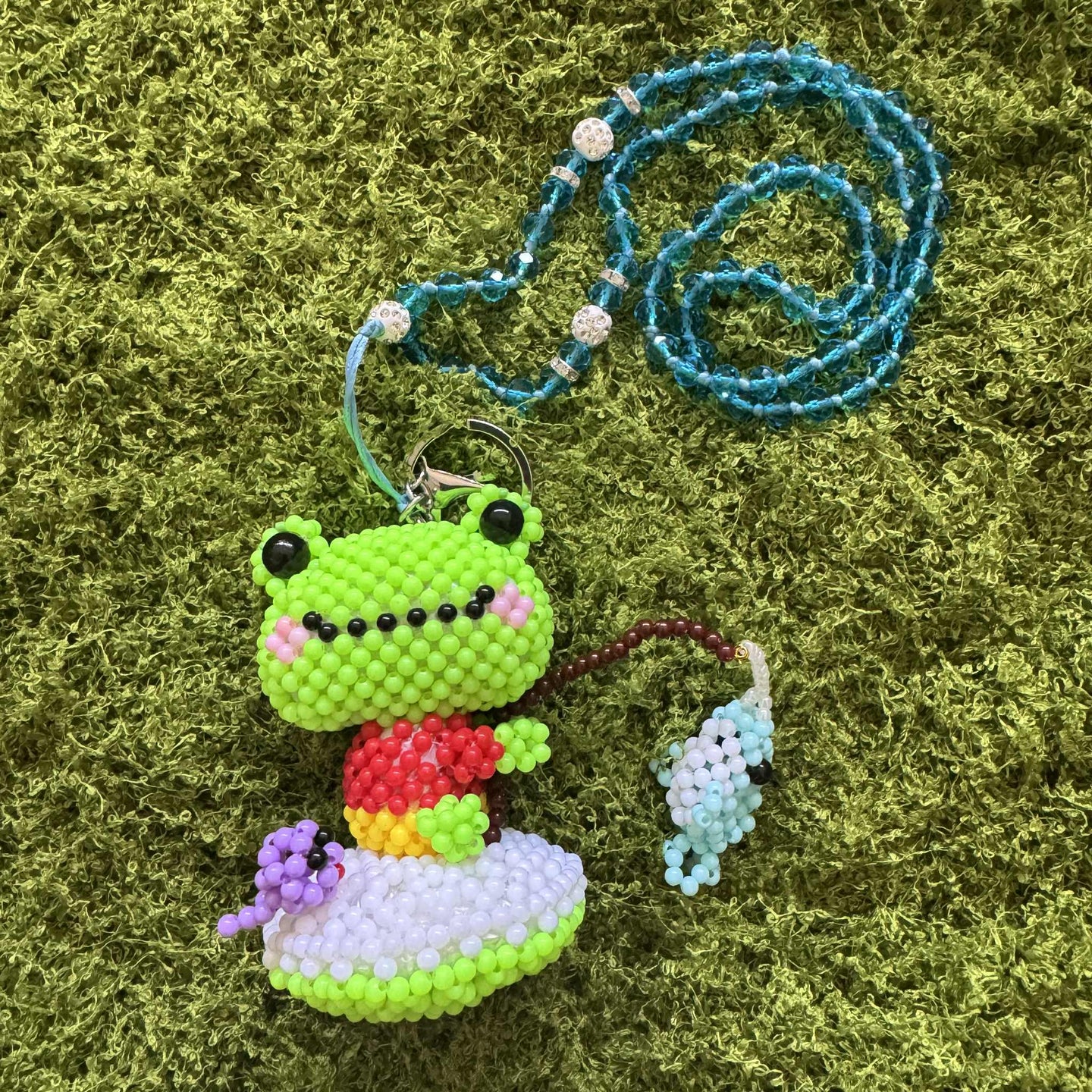 Kandi Keychain Necklace - Fishing Frog