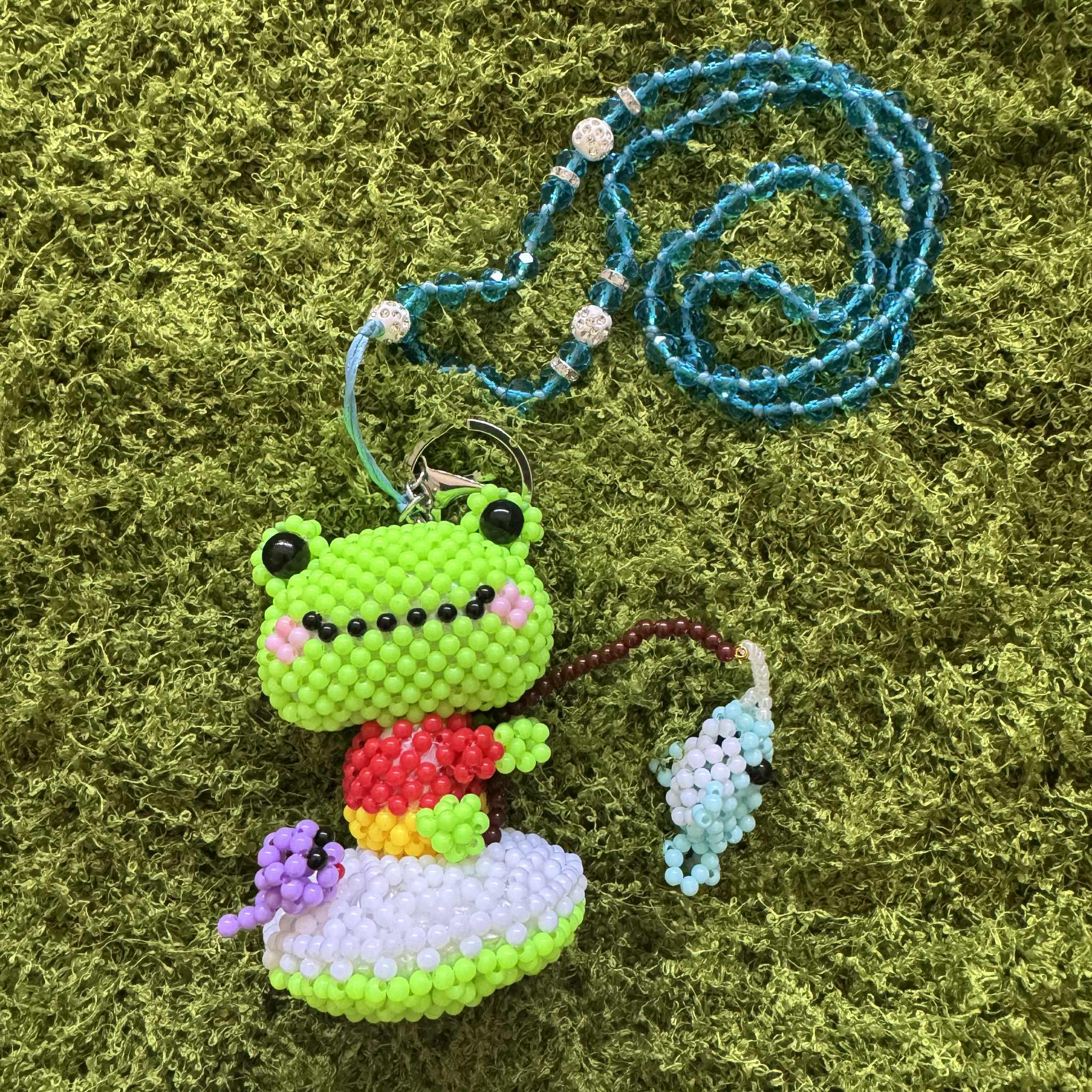Kandi Keychain Necklace - Fishing Frog
