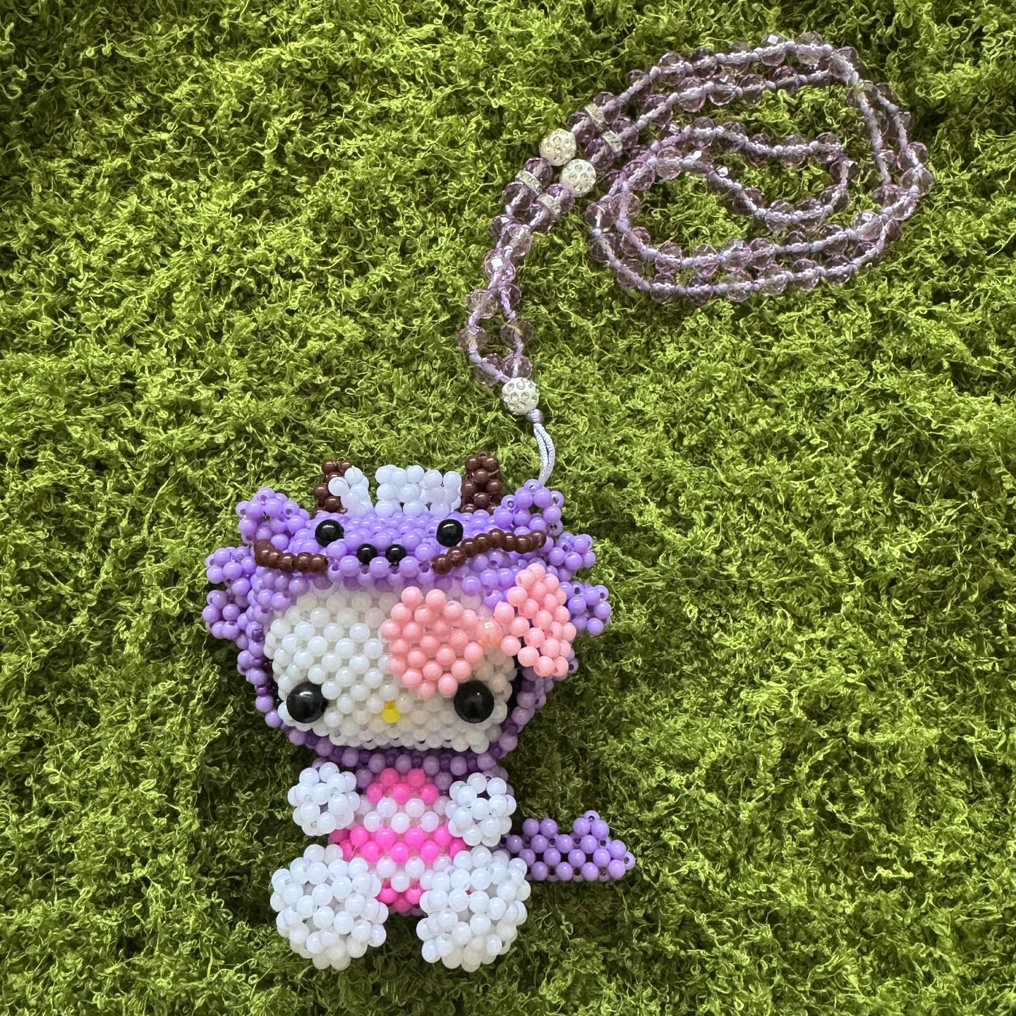 Kandi Keychain Necklace - Hello Kitty Purple Dragon