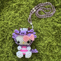 Kandi Keychain Necklace - Hello Kitty Purple Dragon