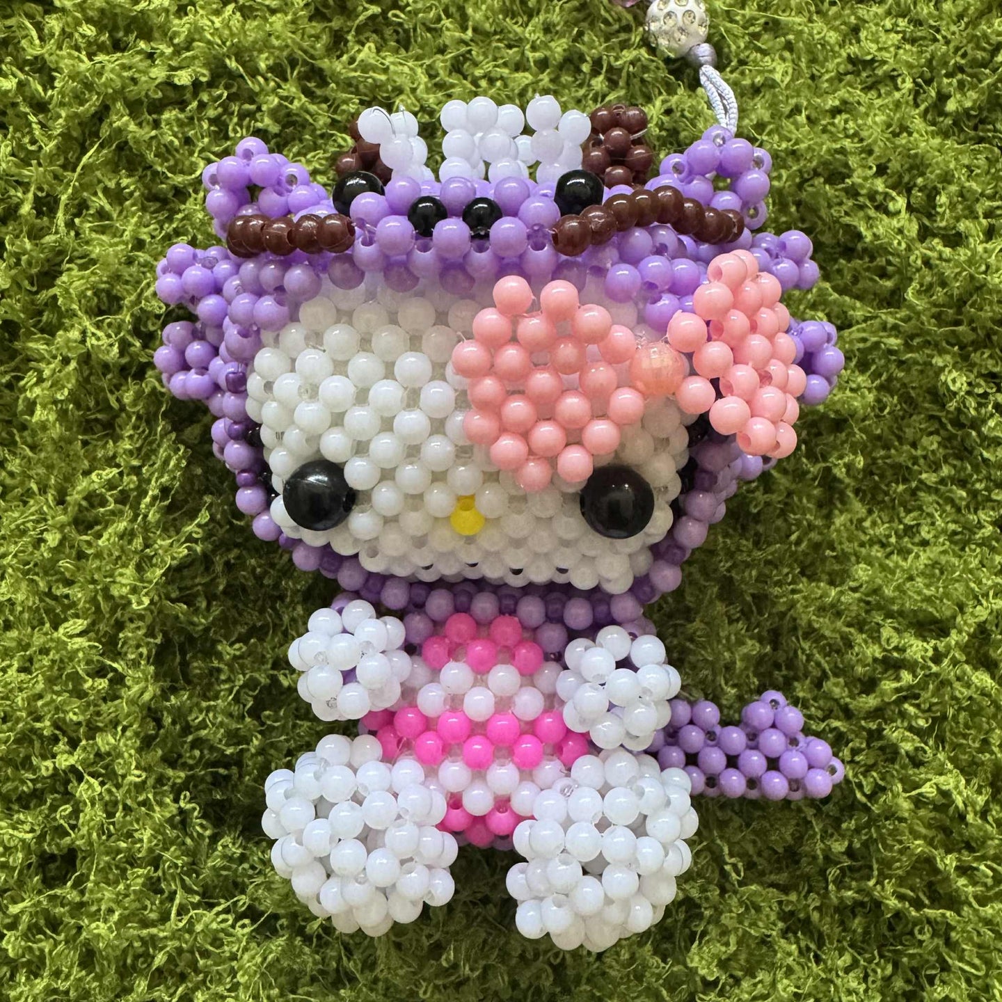 Kandi Keychain Necklace - Hello Kitty Purple Dragon