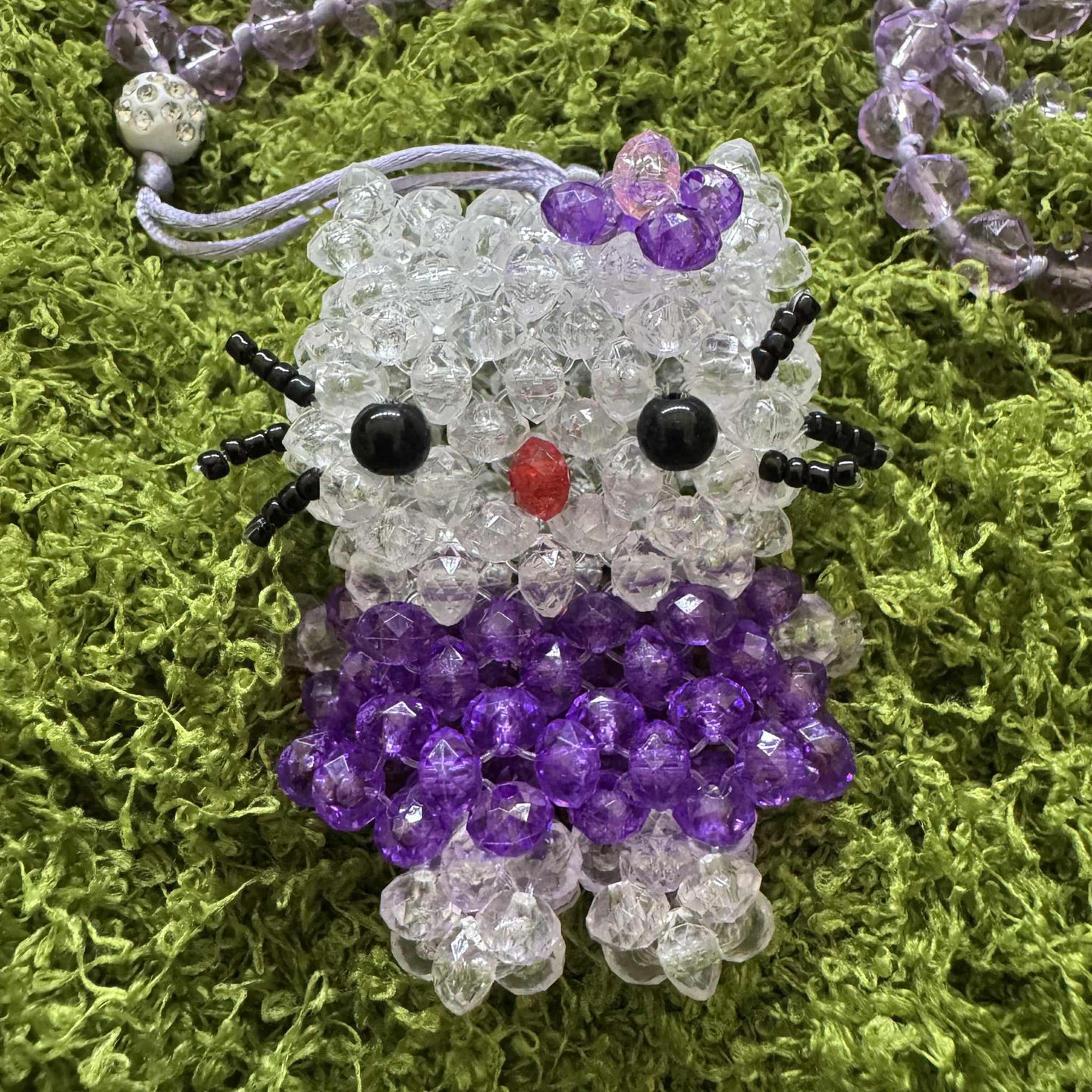Small Kandi Keychain Necklace - Hello Kitty Purple