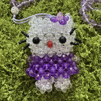 Small Kandi Keychain Necklace - Hello Kitty Purple