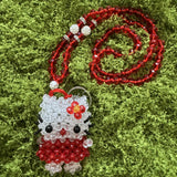 Small Kandi Keychain Necklace - Hello Kitty Red