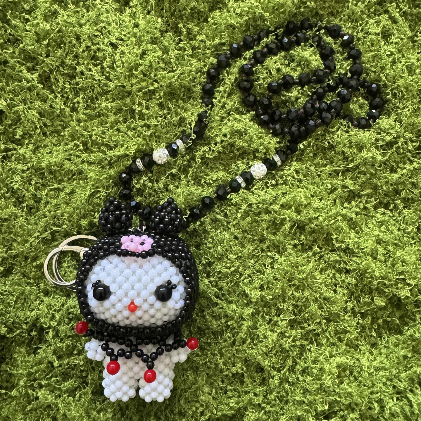Kandi Keychain Necklace - Kuromi Black