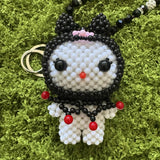 Kandi Keychain Necklace - Kuromi Black