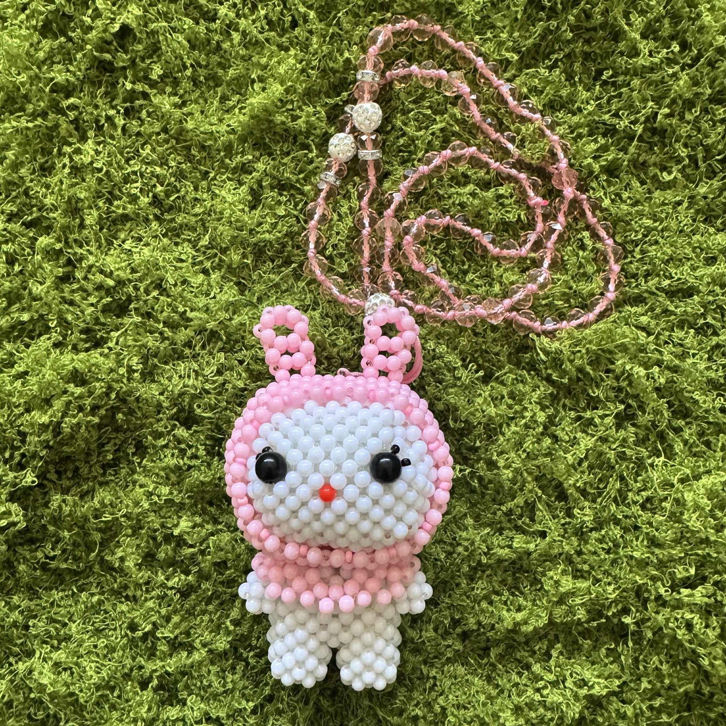 Kandi Keychain Necklace - Kuromi Pink