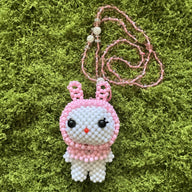 Kandi Keychain Necklace - Kuromi Pink