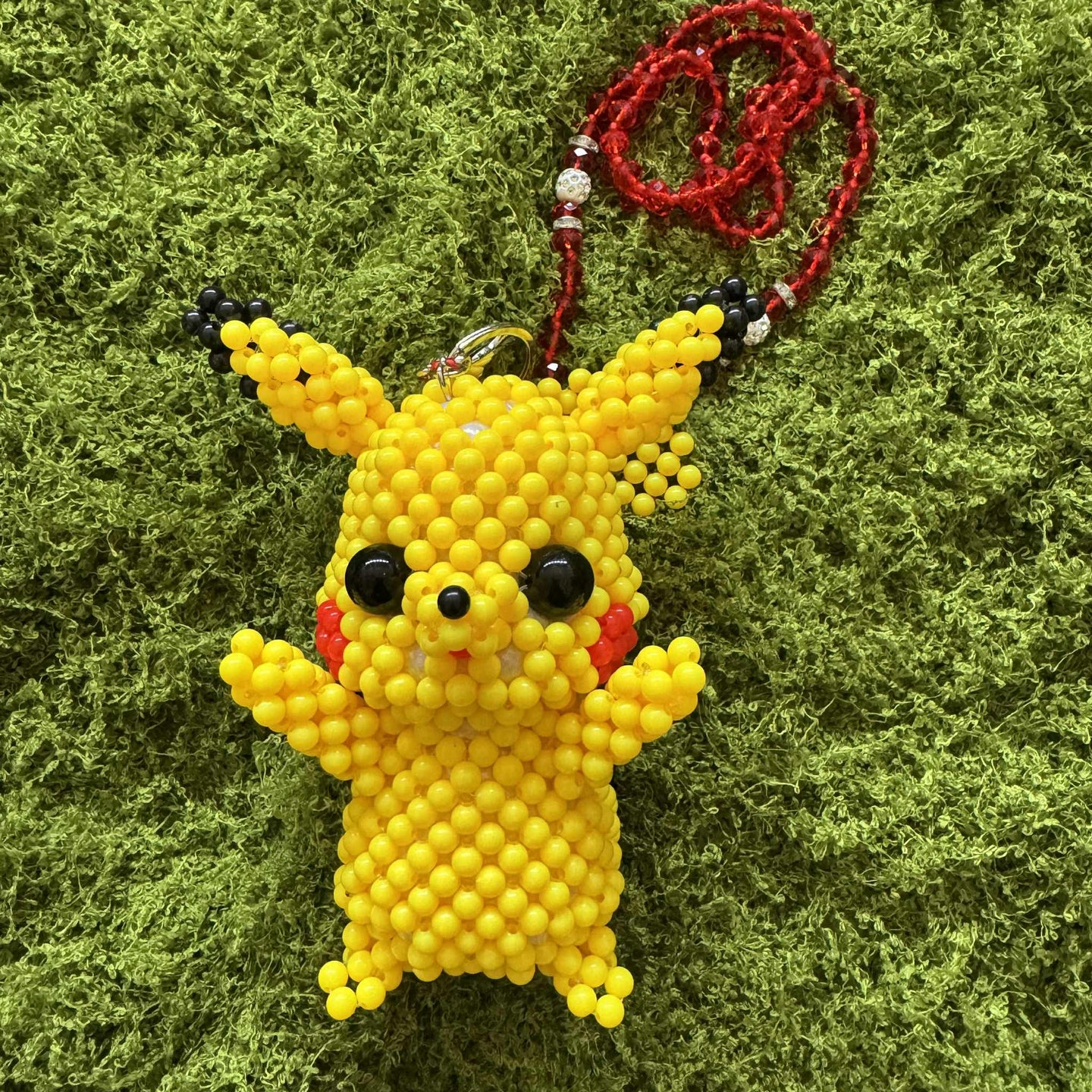 Large Kandi Keychain Necklace - Pikachu Style