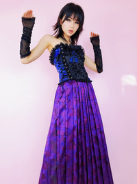 Purple Butterfly Japanese School Long Skirt Alternative Maxi Skirt (Size S - XL)