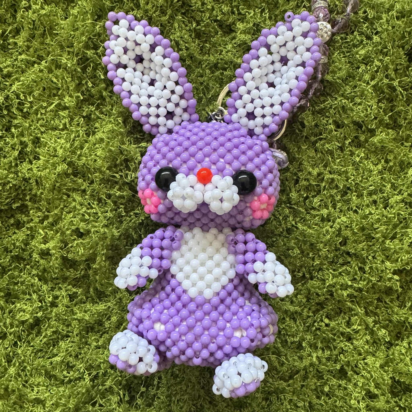 Large Kandi Keychain Necklace - Purple Rabbit