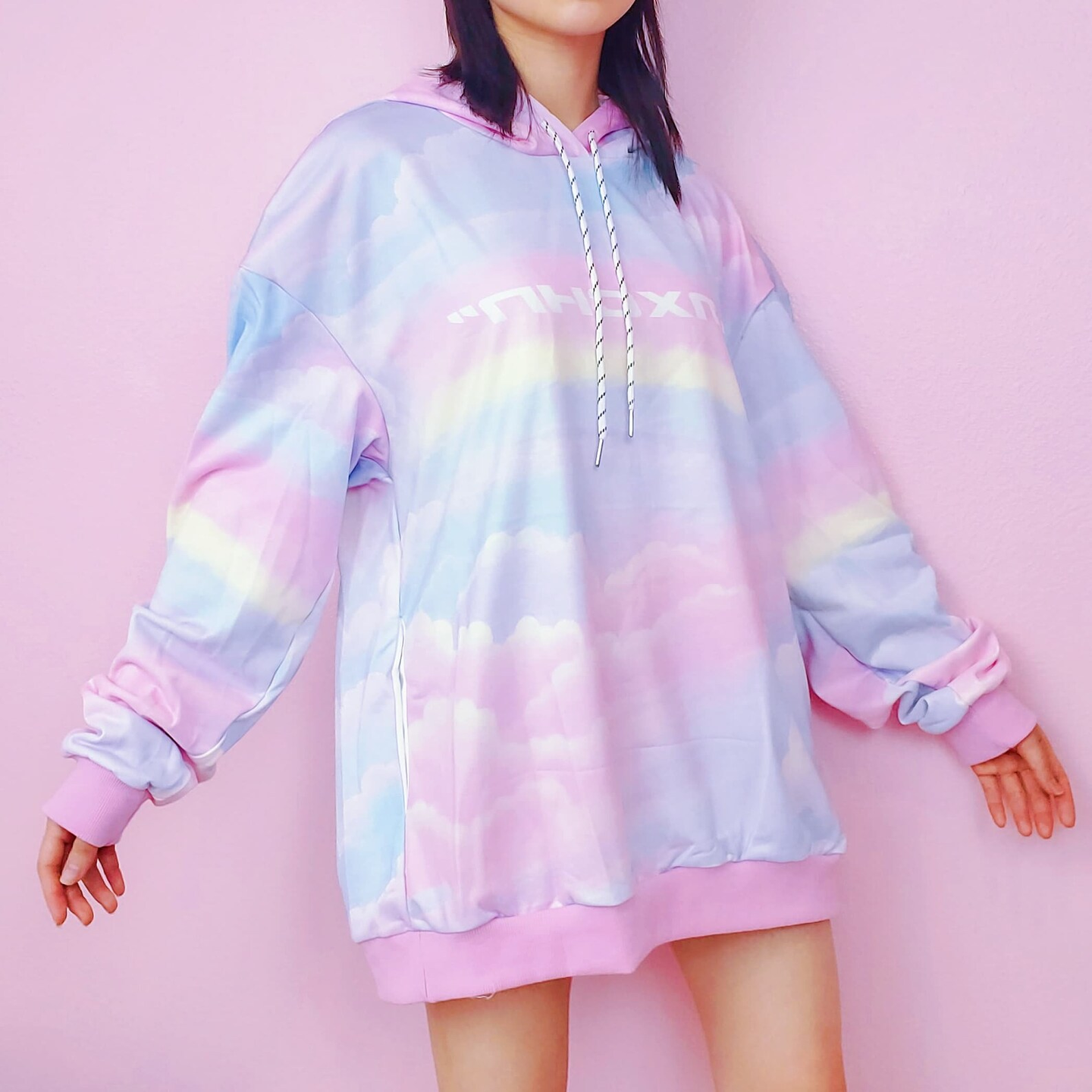 Oversized Pastel Rainbow Hoodie Harajuku Fairy Kei ( Size S - 2XL ) Plus Size Avaliable DDLG Little
