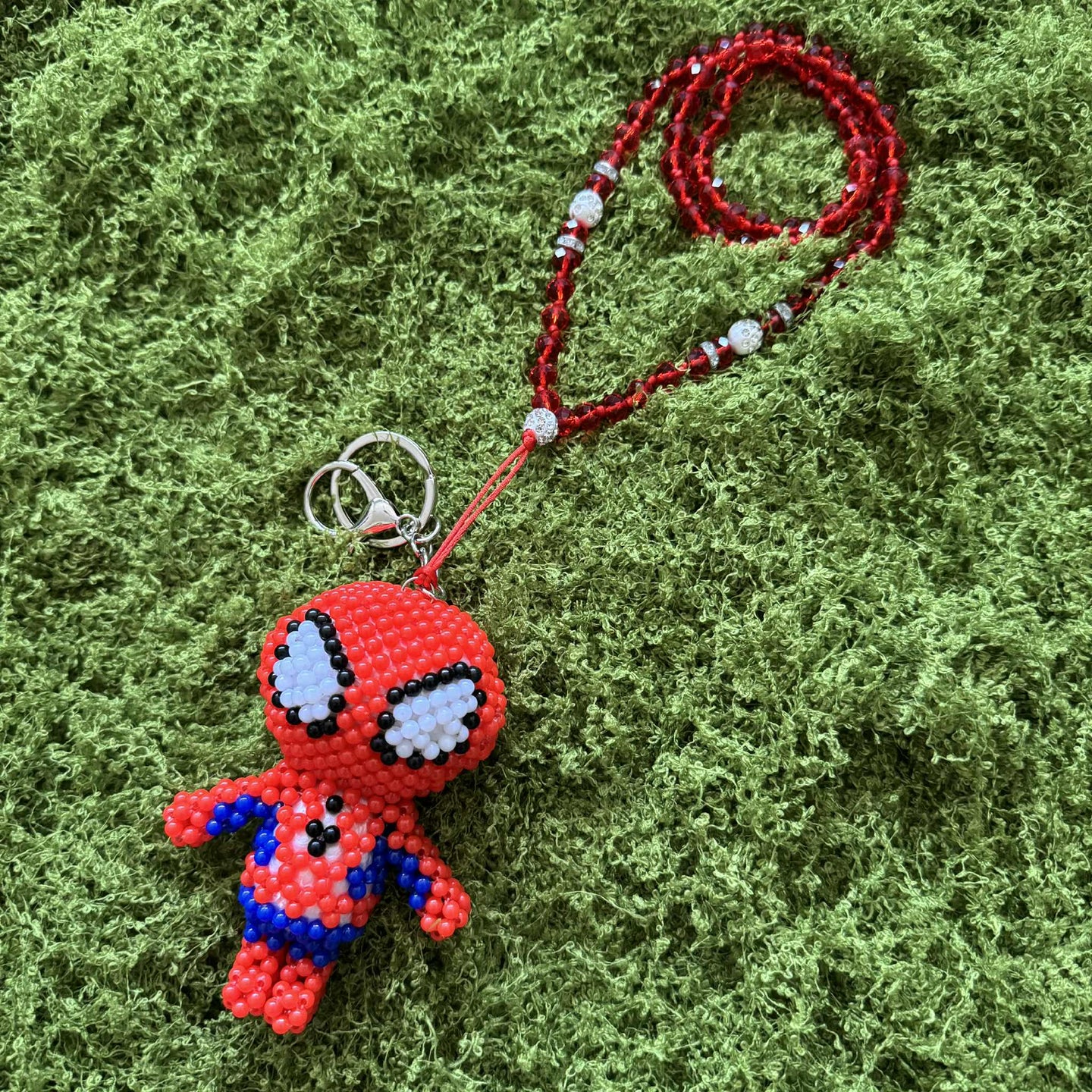 Kandi Keychain Necklace - Spider Man
