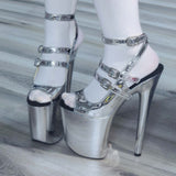 8in Multicolors Stripper Exotic Pole Dancer Shoes Platform Boots Heels