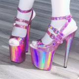 8in Multicolors Stripper Exotic Pole Dancer Shoes Platform Boots Heels