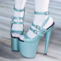 8in Multicolors Stripper Exotic Pole Dancer Shoes Platform Boots Heels