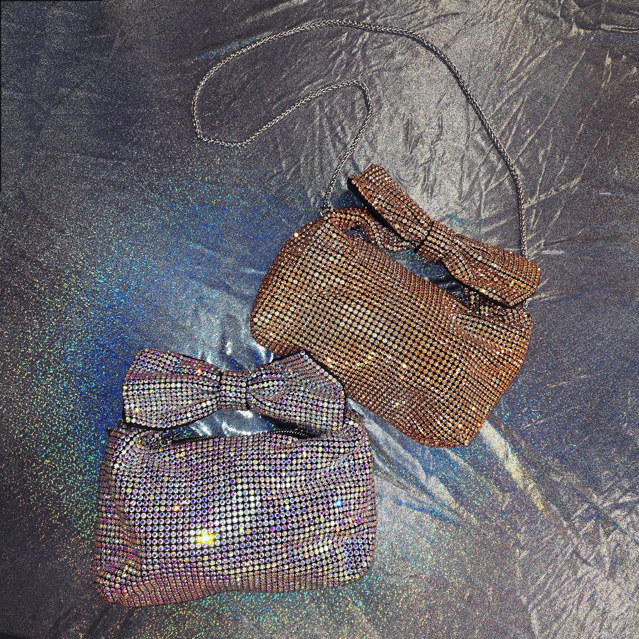 Multicolors Bow Rhinestones Money Bag
