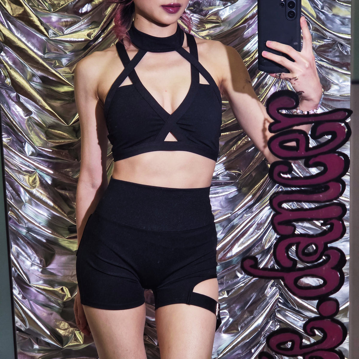 Sexy Black Straps Workout Set