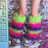 Thick Multicolors Striped Furry Leg Warmers