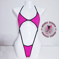 Multicolors Rhinestones Slingshot Bodysuit Adjustable
