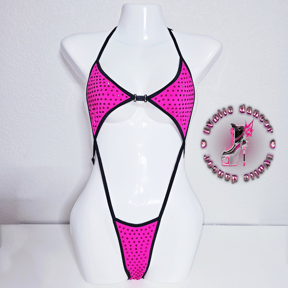 Multicolors Rhinestones Slingshot Bodysuit Adjustable