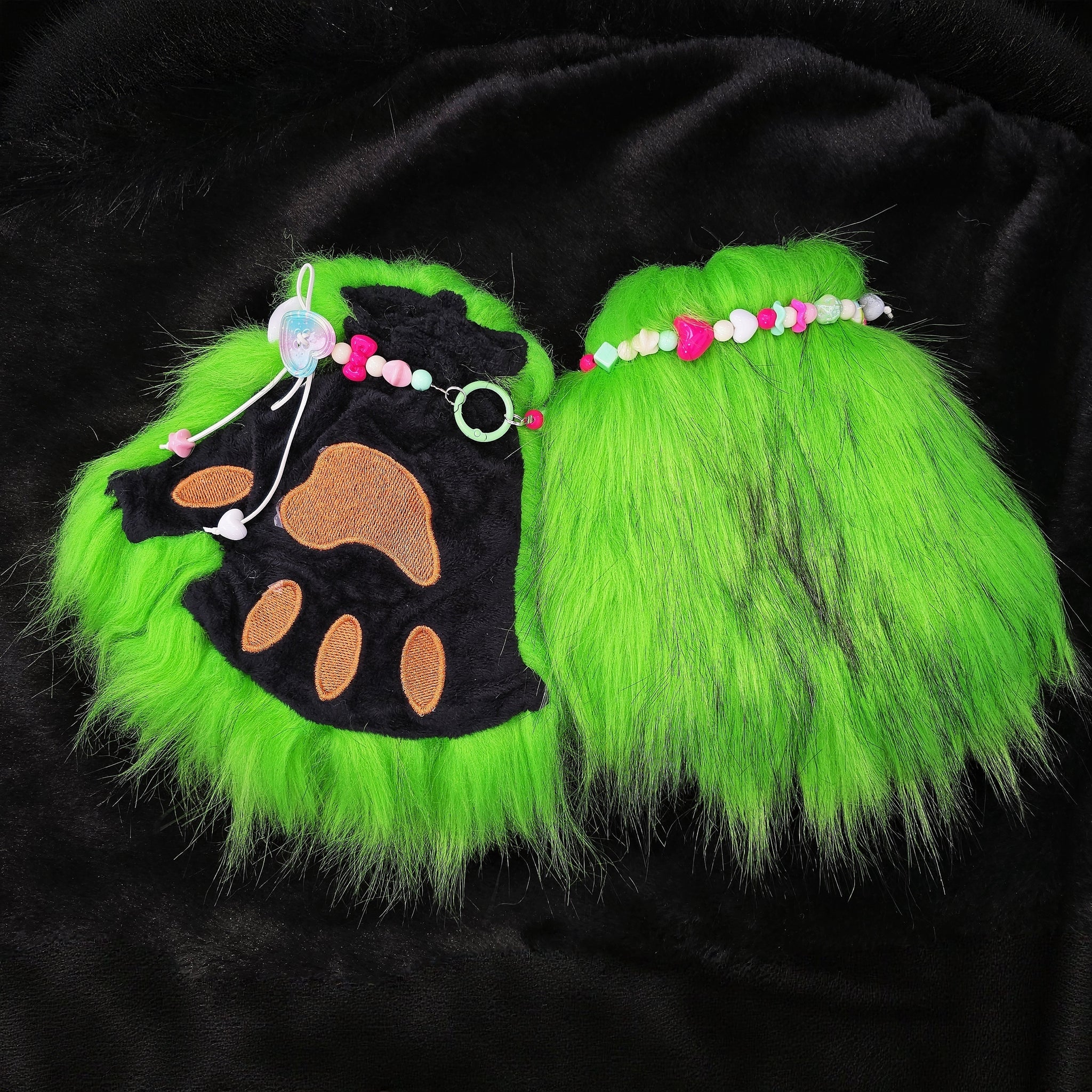 Multicolors Furry Paw Gloves