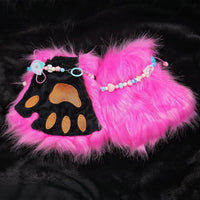 Multicolors Furry Paw Gloves