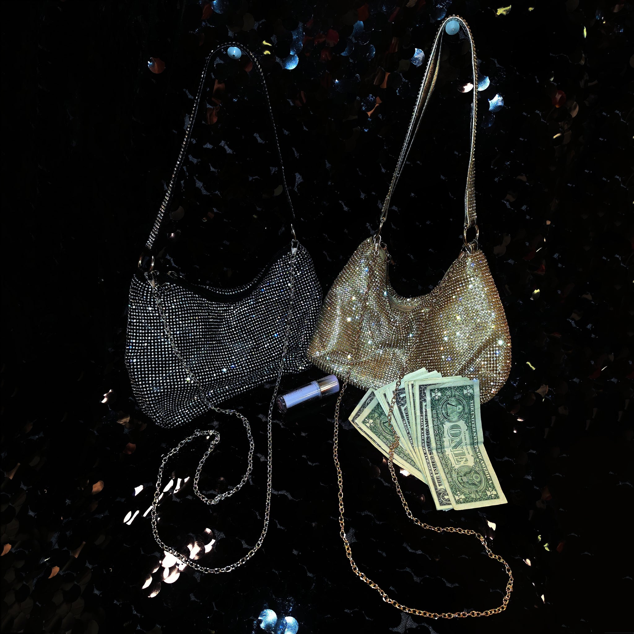Chain Rhinestones Shoulder Money Bag