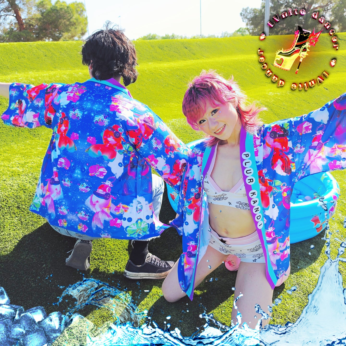 Disco Oranda Goldfish Navy Blue Kimono Jacket