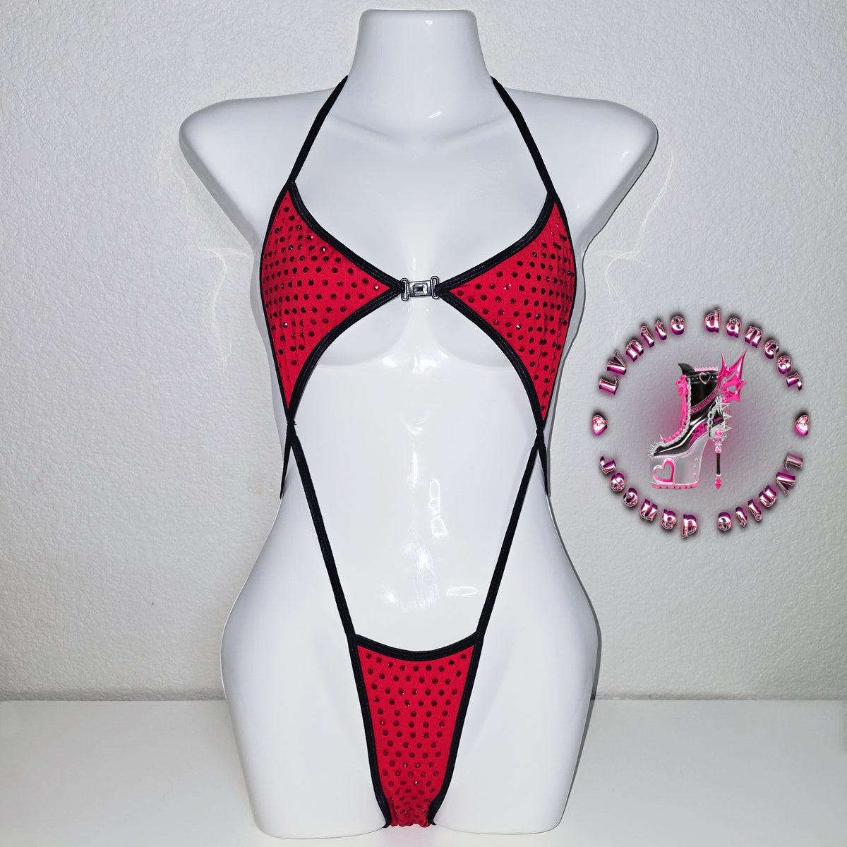 Multicolors Rhinestones Slingshot Bodysuit Adjustable