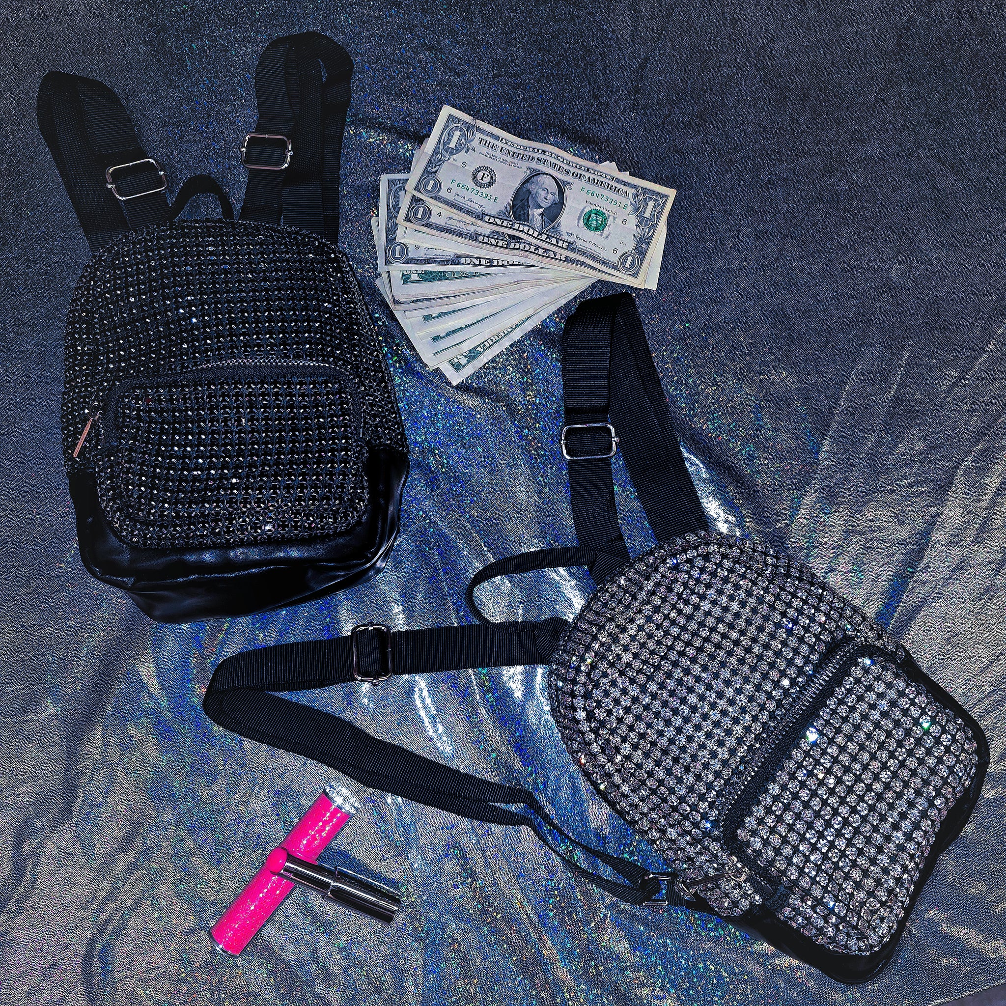 Rhinestones Mini Backpack Money Bag