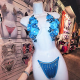 3D Flower Rhinestones Micro Bikini Set