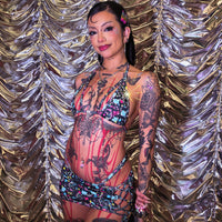 Multicolors 3-Piece Rhinestones Bikini Adjustable Set