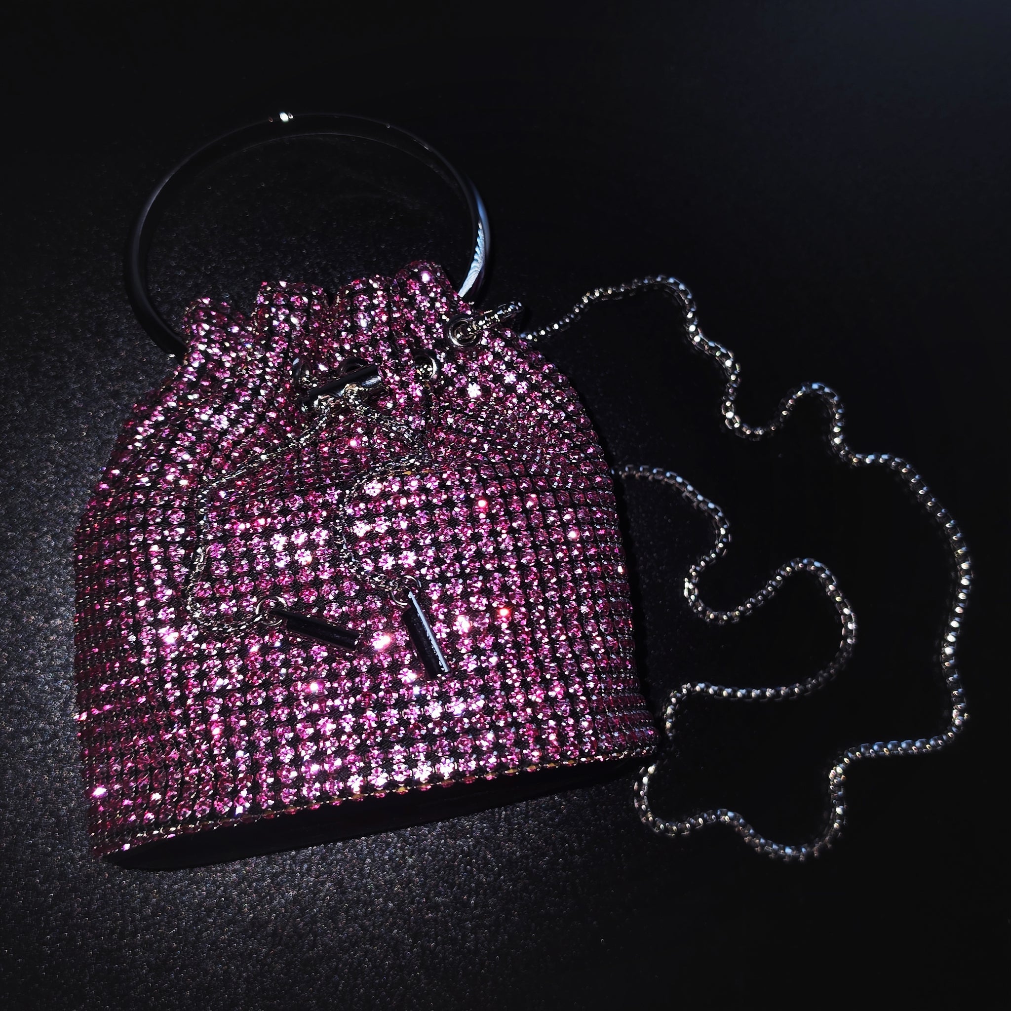 Small Rhinestones Money Bag W/ Handle