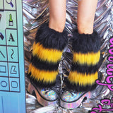 Thick Multicolors Striped Furry Leg Warmers