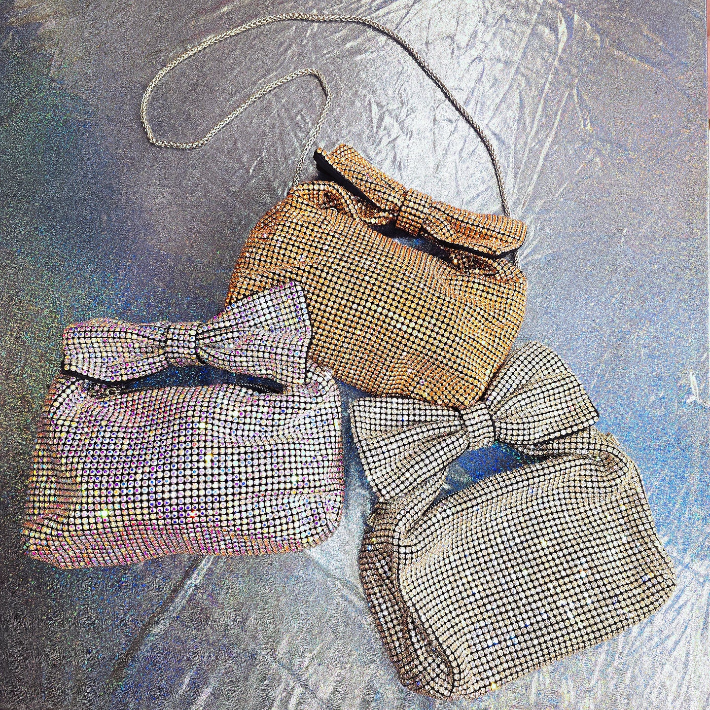 Multicolors Bow Rhinestones Money Bag