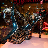 7in Multicolors Leopard Clear X Strap Heels