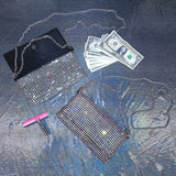 Envelope Chain Clutch Purse Rhinestones Money Bag