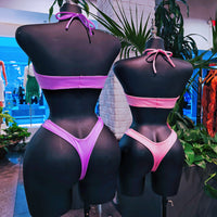 Pink & Purple Rhinestones Bodysuit Dancewear ( Size L )