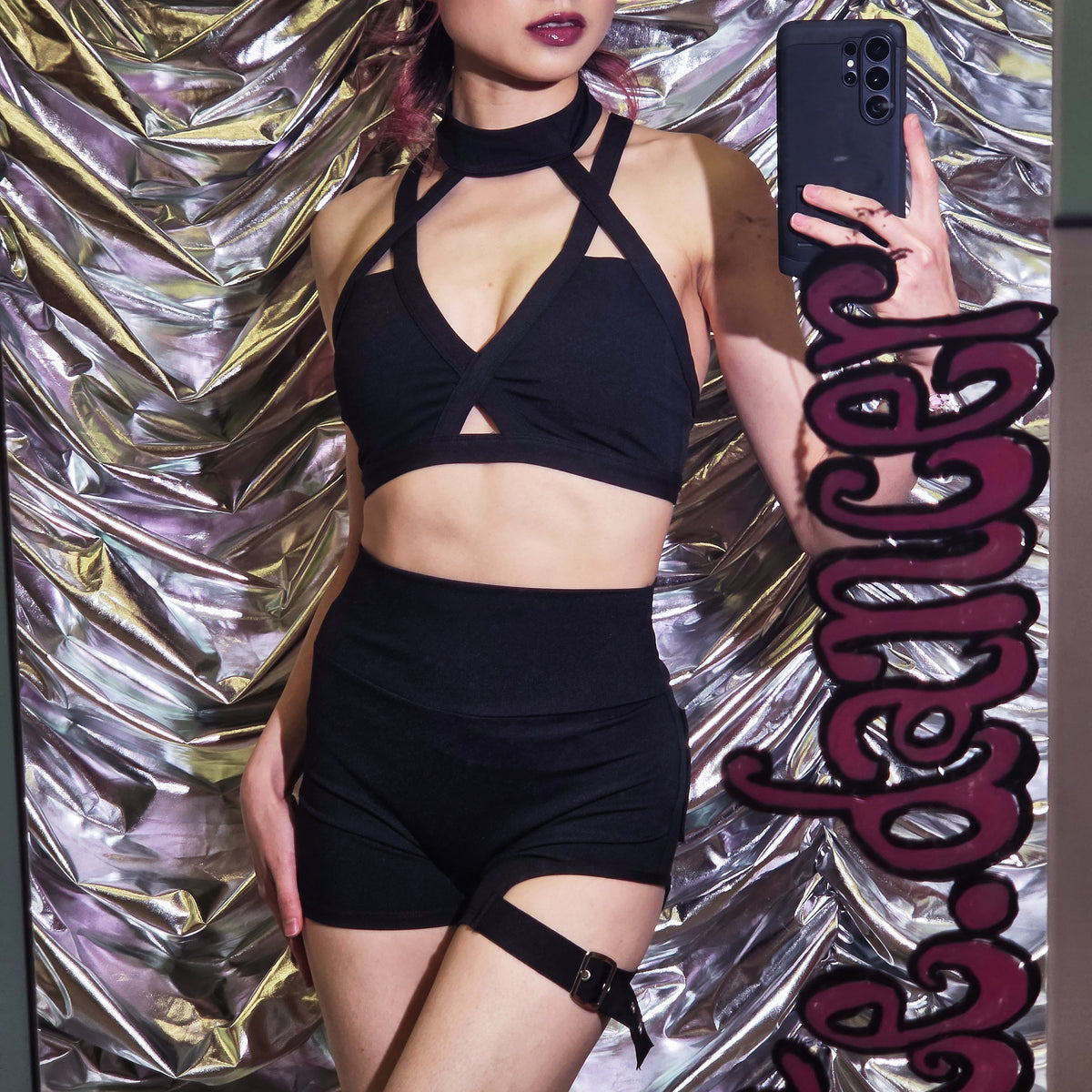 Sexy Black Straps Workout Set