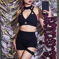 Sexy Black Straps Workout Set